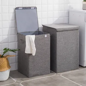 Image of QJMAX With Removable Liners and Foldable Hamper Double Laundry Hamper with Lid