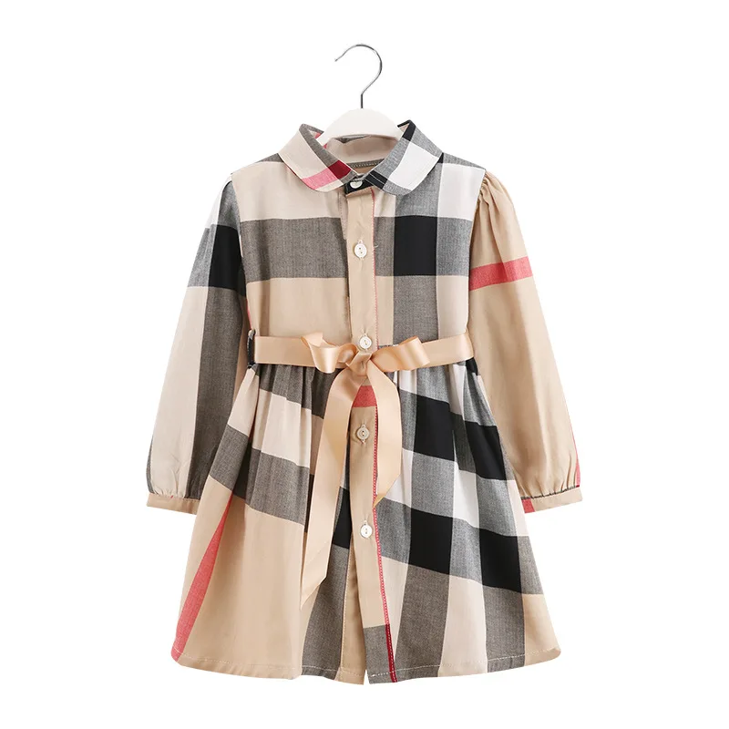 

grid long sleeve grid baby girl dress for formal wear, N/a