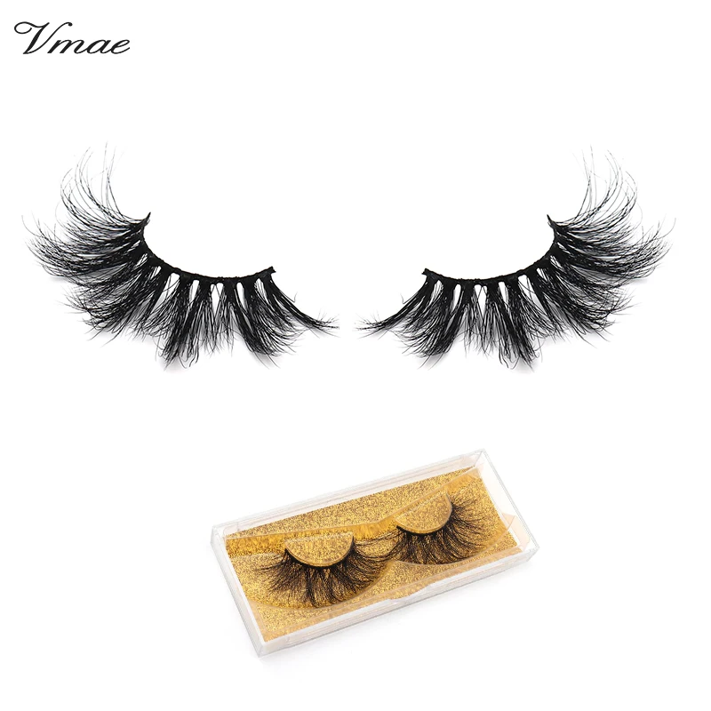 

VMAE Factory Price Luxcury Soft Handmade Natural Long Fake Eyelashes with Private Label Packaging 3D Mink Fur Eyelashes, Natural black