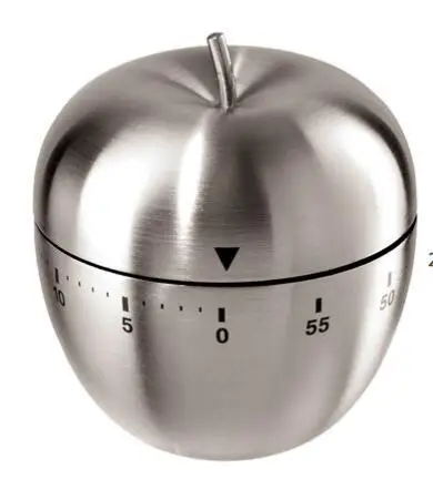 

Stainless Steel 60-Minute Countdown Kitchen Cooking Mechanical Alarm Timer Clock Stainless Steel Switch Eco-Friendly Apple Shape