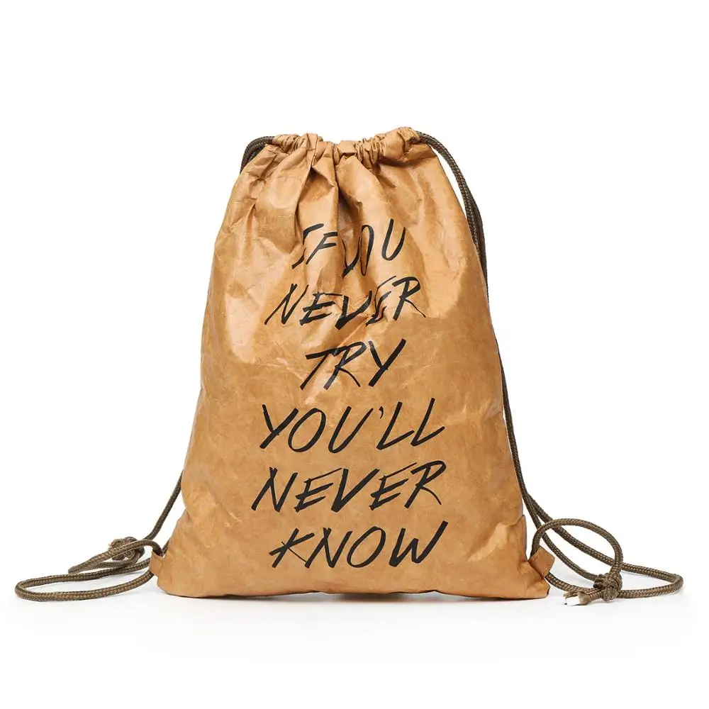 

Customized Eco- friendly Thickened Waterproof Drawstring Drawstring Kraft Paper Backpack
