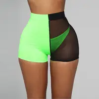 

Neon Green Women Hollow Out Buckle Mesh Biker Shorts Pants Sexy Club Outfits Casual Streetwear jogger Shorts Y11669