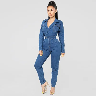 

18514 new model jeans pent style women rompers denim jaket jumpsuit, Blue