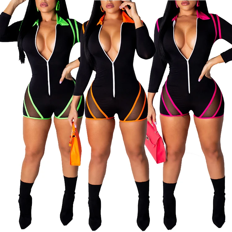 

New Design V Neck Long Sleeve Stripe Bodycon Sexy Jumpsuits And Rompers