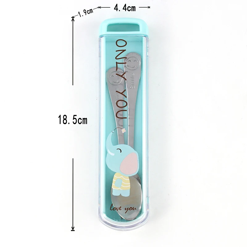 

Travel Utensils Stainless steel Cute Portable Camping Cutlery Kids Spoon And Fork Set In a Case, Green, blue, pink, white