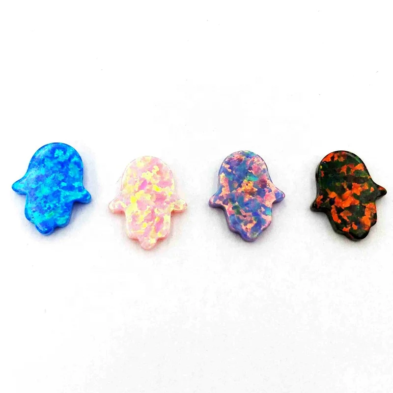 

Wholesale opal hamsa pendant 11*13 mm hand shape pendant for necklace making red blue fire opal beads jewelry finding