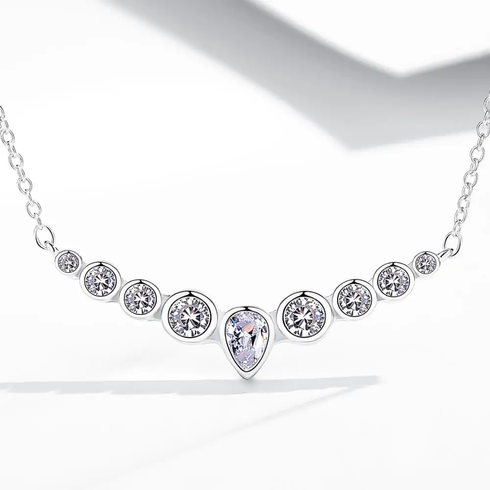 

Original Design 925 Sterling Silver Necklace White CZ Drops Necklace Fit Fashion Women and Girls Wearing