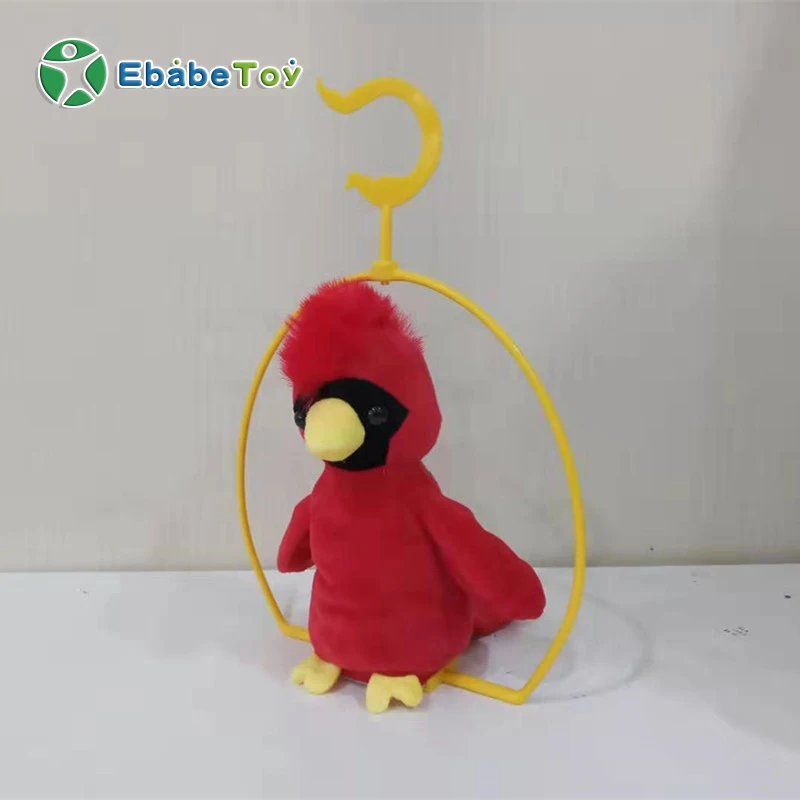 
Custom Plush Soft Kids Gift Electric Green Parrot Voice Recorder Repeating Stuffed Bird Animal Talking Parrot Plush Toy 