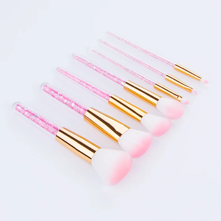 

Wholesale Shenzhen Brushes Manufacture Private Label 7pcs Pink Plastic Makeup Brushes Set