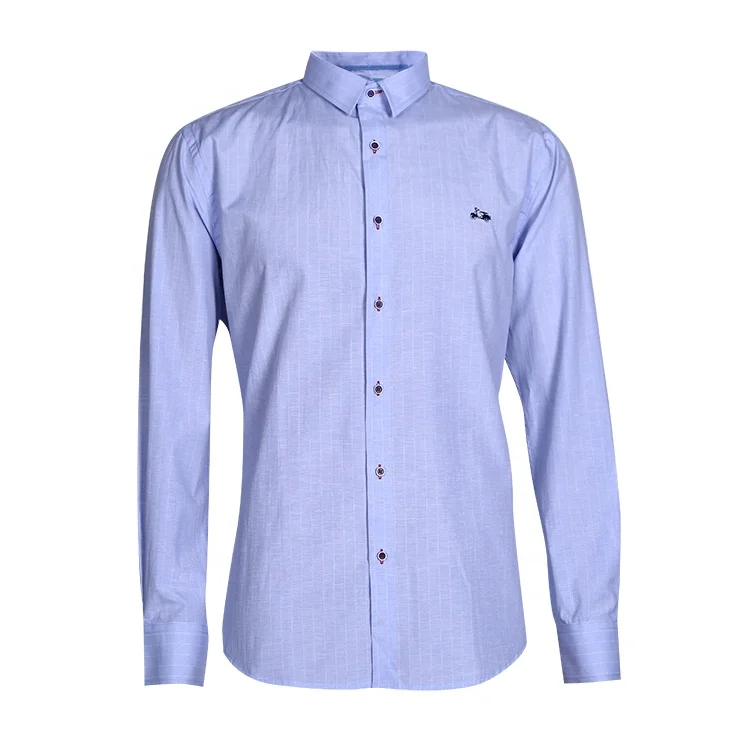 best quality custom logo plain men slim casual business long sleeve shirt