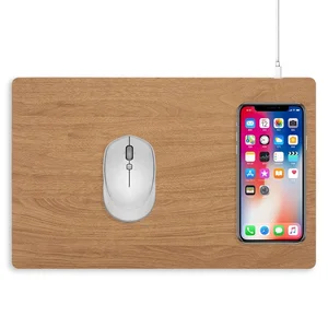 Hot Sale Pu Leather Wood Grain Wireless Charger Mouse Pad