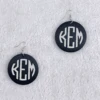 Personalized Vinyl Monogram Large Black Wooden Disc Earrings