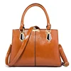 Customized Pure Color Large Capacity PU Oil Wax Skin Elegant Ladies Office Handbag
