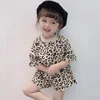 YY10671G Wholesale 2019 girls summer kids leopard print 2pcs baby clothes suits clothing set