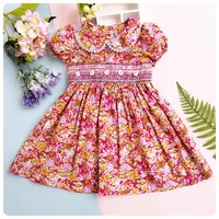 

Boutique Kids Clothes Smocking Embroidery Girls Evening Party Dresses for Birthday Weddings Concert Performance Summer