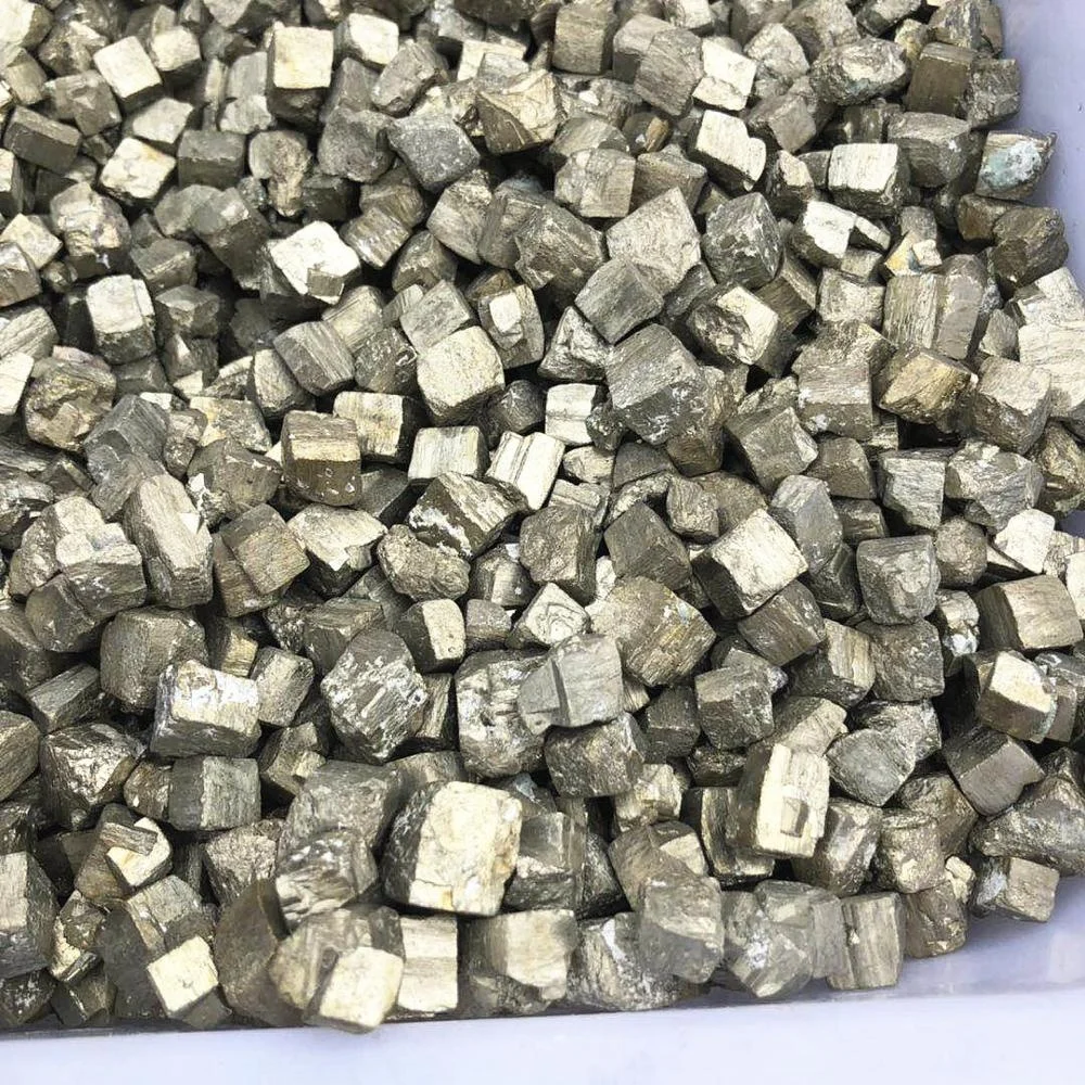 
Natural crystal quartz copper pyrite cube 