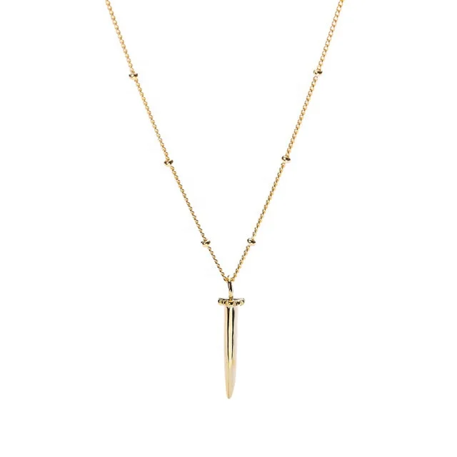 

USA Jewelry Women 925 Sterling Silver Bullet Necklace, Gold