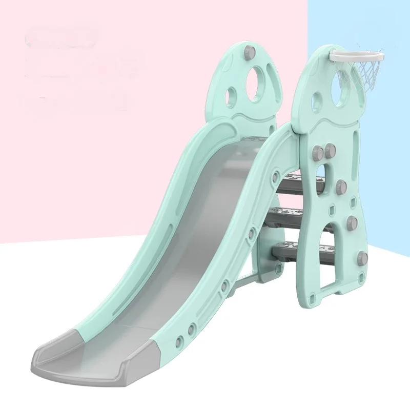 

indoor playground 3 in 1 plastic children swing and slide set, Cherry blossom pink+grey