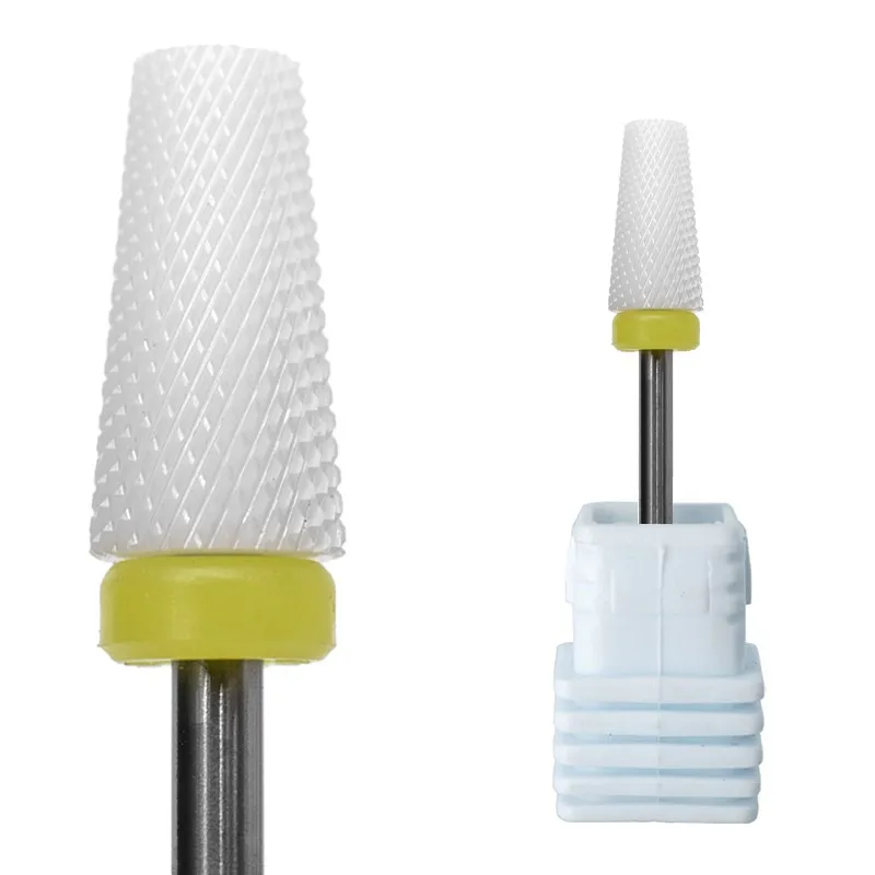 

Large Tapered Bit Ceramic Nail Drill Bit Tool For Removing gel-polish, White