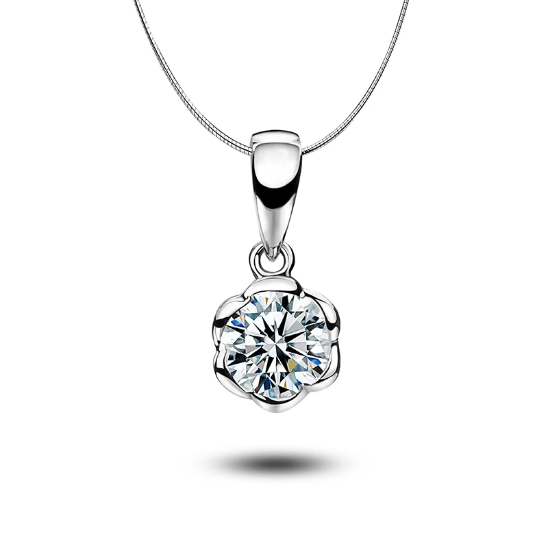 

Pretty 14k 18k White Gold Round Brilliant Cut Moissanite Pendant Necklace for Men and Women