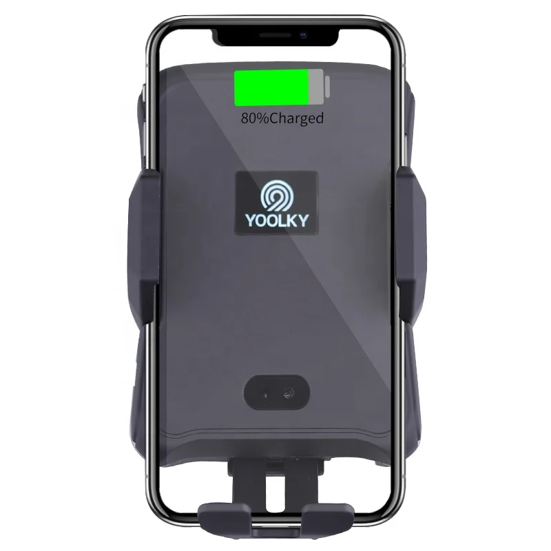 

2019 new arrival phone holder car air vent mount for iPhone Samsung automatic infrared sensor holder with fast wireless charger, Black