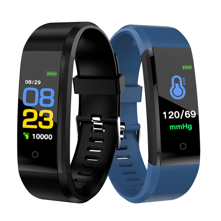 

Hot Selling fitness ID 115 plus tracker watch smart bracelet band, Black, red, blue