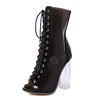 Infinite Stroll Girl X1904034 womens high quality leather lace up peep toe boots 20 cm chunky block heel boot
