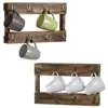 Wall-Mounted Burnt Wood 8-Hook Coffee Mug Hanging Rack Set of 2