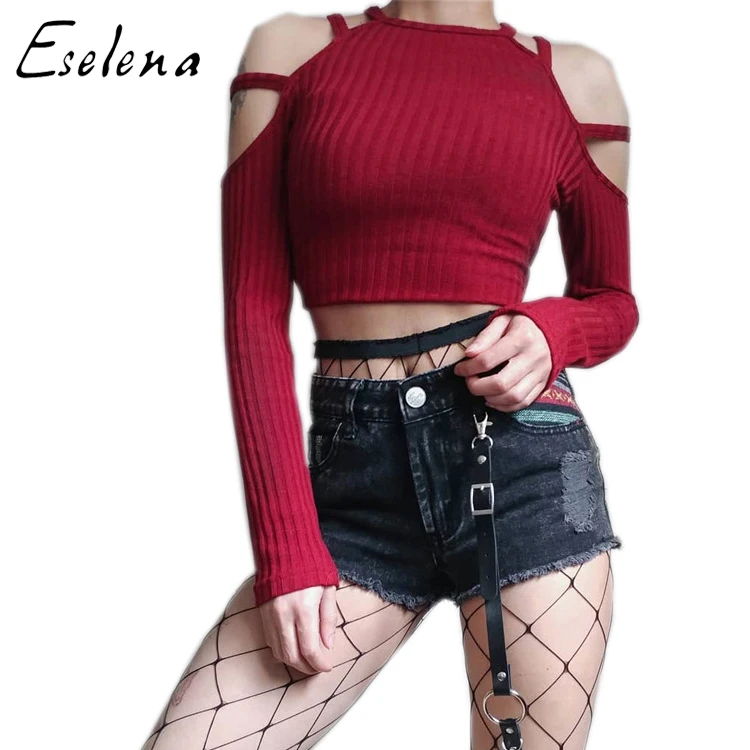 

summer wholesale fashion women off the shoulder Crop top for clubwear lady sexy Sweater factory