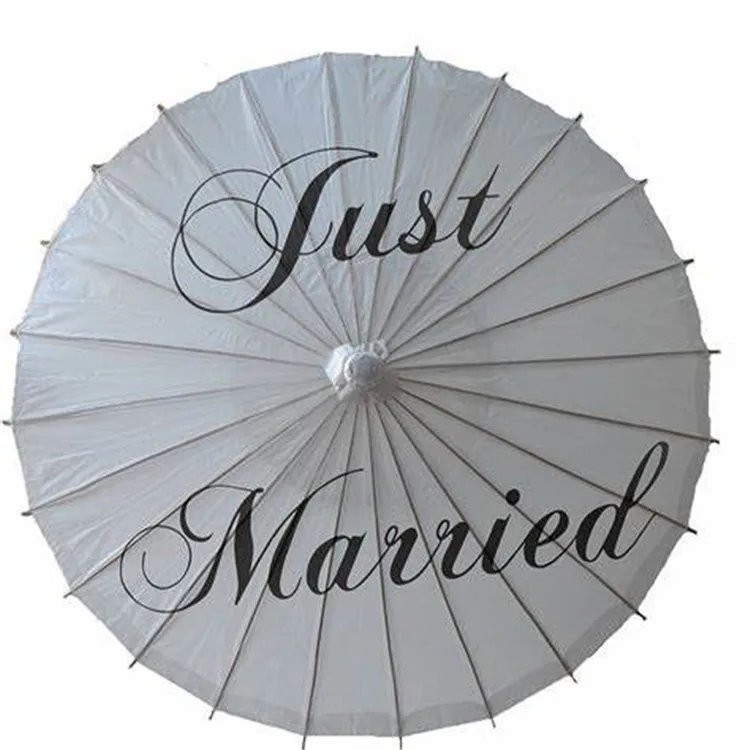 

PoeticExist Just Married Handmade Outdoor Wedding Parasols White Paper Umbrella