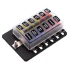 12 Way Blade Fuse Box Holder with LED Warning Light Kit for Car Boat Marine Trike 12V 24V