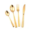 gold stainless steels tableware with knife,spoon, fork