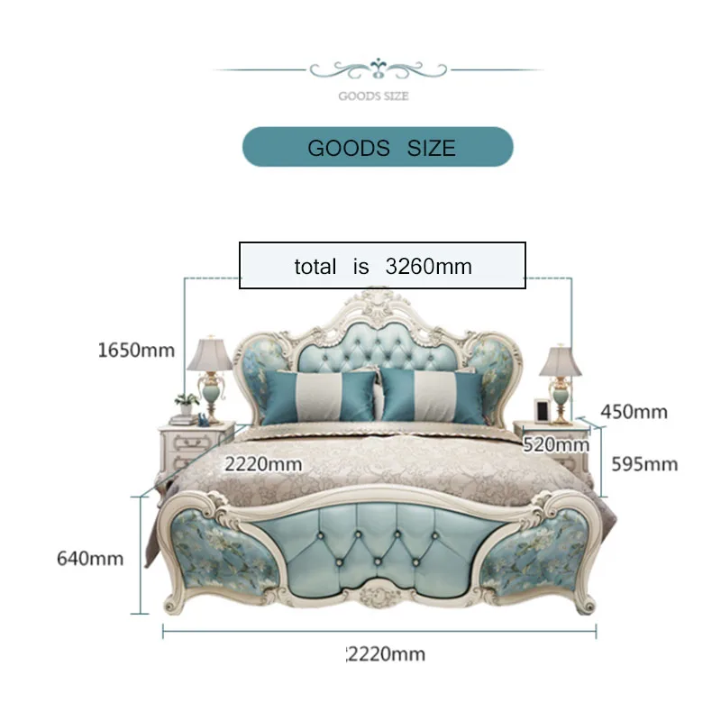 
Hot-sale European luxury Can be customized queen size leather bedroom furniture king size bed 