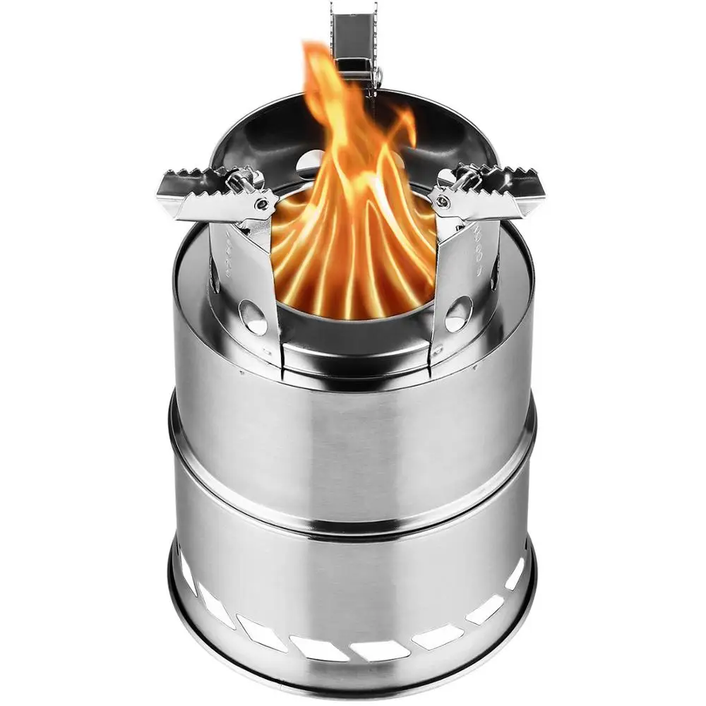 

Amazon hot sell portable stainless steel folding wood stove wild picnic camping firewood stove