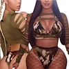 3 Pieces Ripped Long Sleeve Camouflage Bikini High Leg Cut Swimsuits For Woman 2019 Summer High Waist Swimwear Female Bath Suit