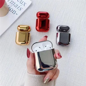 For Airpods PC Hard Case Luxury Electroplated Shiny Mirror Cover Protective Skin Compatible for Airpods Charging Case