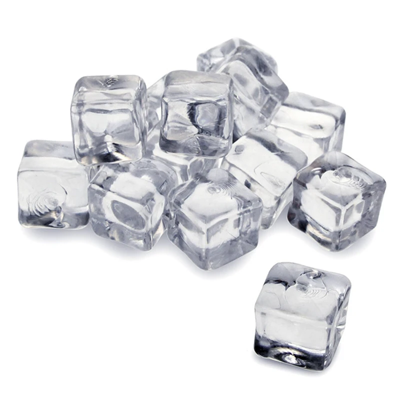 

Wholesale Mini Artificial Ice Cubes Clear Square Acrylic Ice Cube Display for Bar Party Wedding Photography Prop, As picture color or customized color