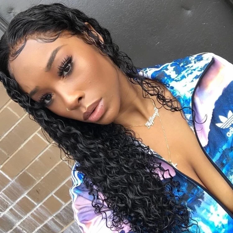 

Wholesale 10a grade pre plucked hairline 100% virgin brazilian human hair curly lace front wig with baby hair