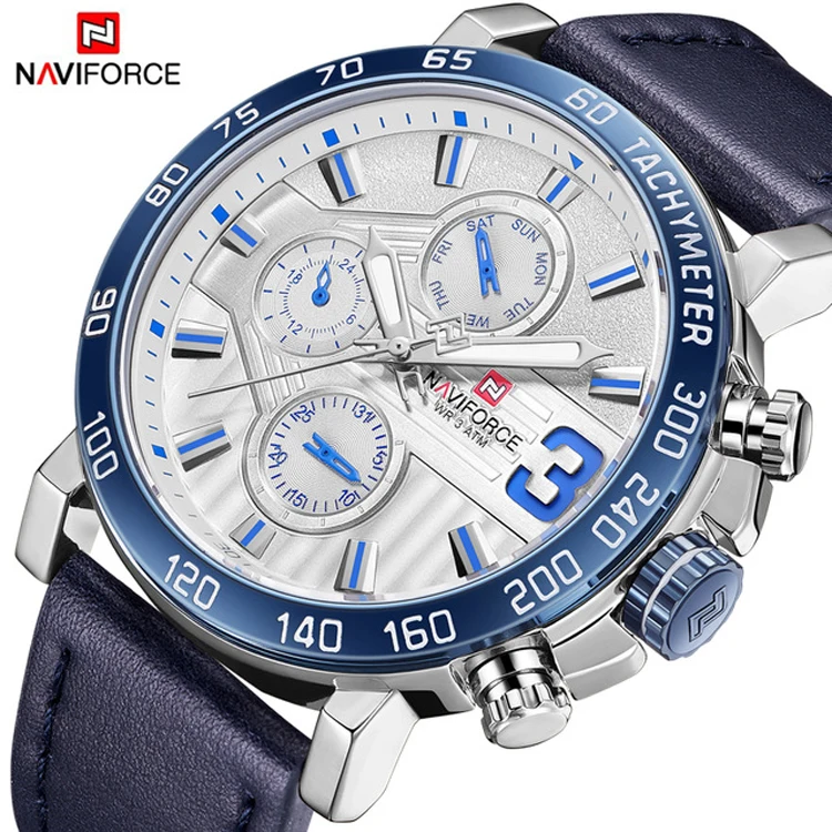 

NAVIFORCE 9137 Watches Men Fashion Leather Quartz Date 6 dial Clock Casual Sport Male Wrist Watch Montre Homme Father's Day gift