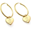 Stainless Steel Name Earrings Personalized Heart Shaped Initial Hoop Earrings