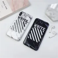 

Off ow street trend brand marble case phone case for iphone 6 6s 7 8 Plus X Xs Max Xr strip soft imd jordan air white cover