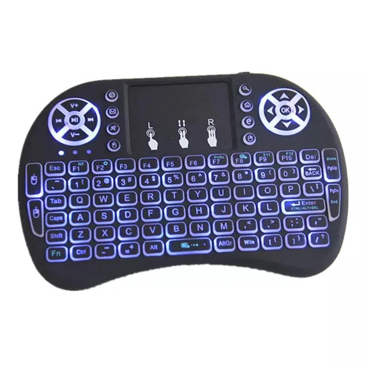 

Hot selling 2.4g backlit touchpad mini i8 wireless keyboard with mouse built in, Black;white