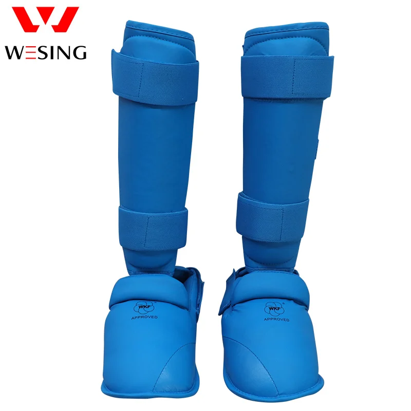 

WESING WKF approved karate shin and instep guard for competition, Red/blue soft karate shin and instep guard