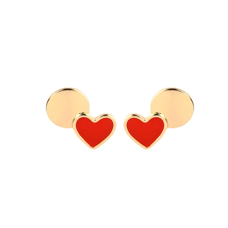 

ed01965d Simple Stud Earrings Wholesale, Fashion Accessories Two Colors Enamel Red Black Fashion Girl Small Korean Earrings Stud, Gold