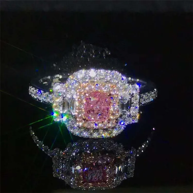 

precious genuine gemstone jewelry with wholesale price 18k gold 0.39ct natural pink diamond ring for women