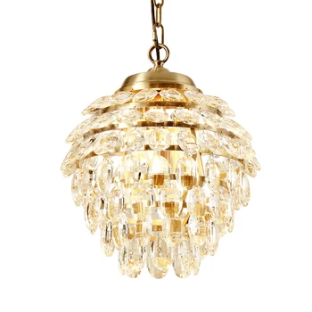 Nordic Modern Luxury Copper Crystal Led Chandelier Light With