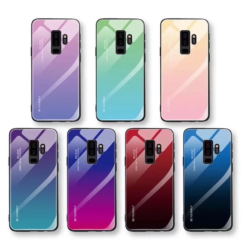 

2018 New Product customized Rinbow Color Mobile Cell Phone Case For Iphone X Case Back Cover tempered glass Phone Case