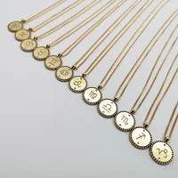 

12 zodiac signs necklace dainty delicate round charm zodiac jewelry Bridesmaid gift zodiac disc gold coin necklace