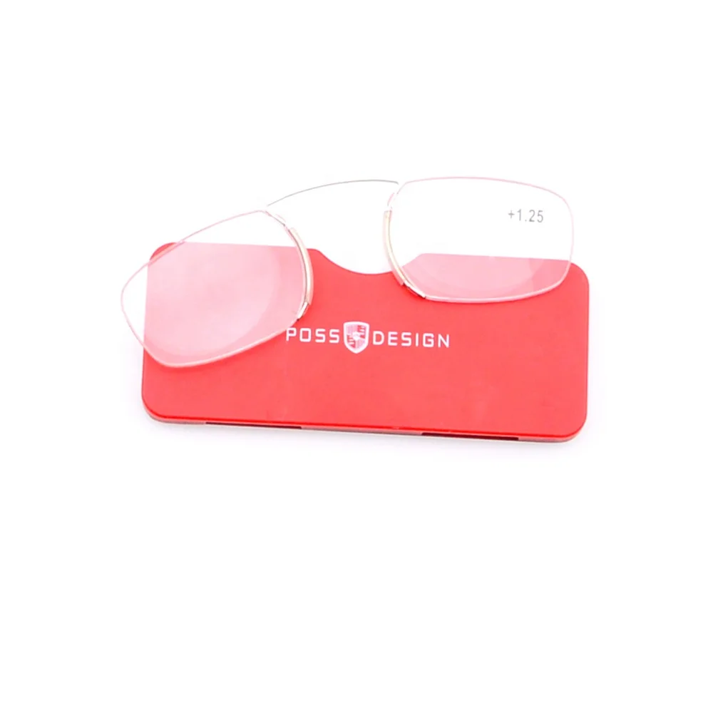

mini silicone nose pad reading glasses Upgraded version wallet Rimless reading glasses, Customize color