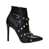 ladies high heel shoes black cross belt punk heels boots leather boots for women
